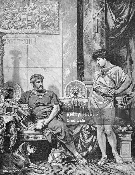 roman emperor hadrian and antinous - gay men stock illustrations