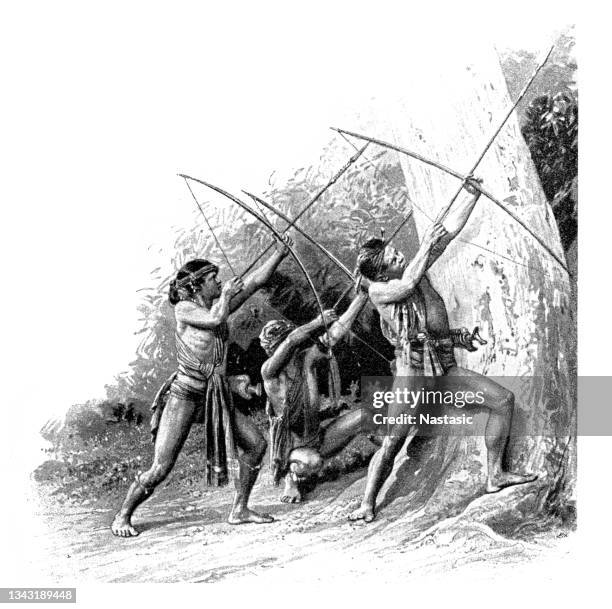 natives on the hunt (mindanao island) - amazon stock illustrations