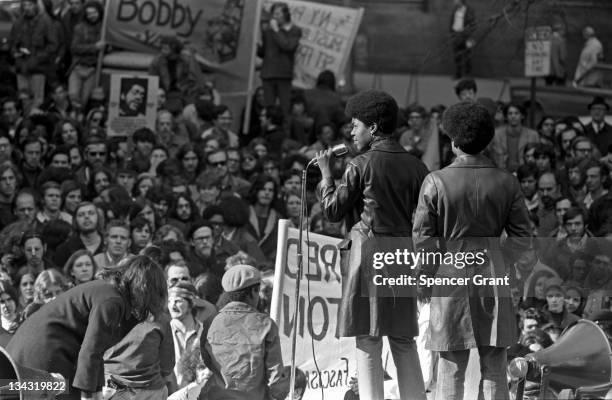 View of a Black Panther Party rally, held at the Post Office Square in Boston, 1970.