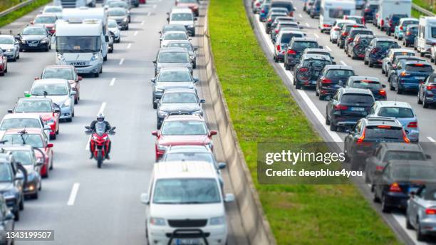 traffic jam on the motorway in hamburg, germany - overtaking stock pictures, royalty-free photos & images