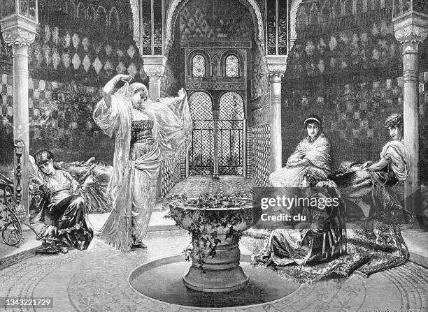 harem im antiken grenada, spanien - ottoman sultan stock-grafiken, -clipart, -cartoons und -symbole