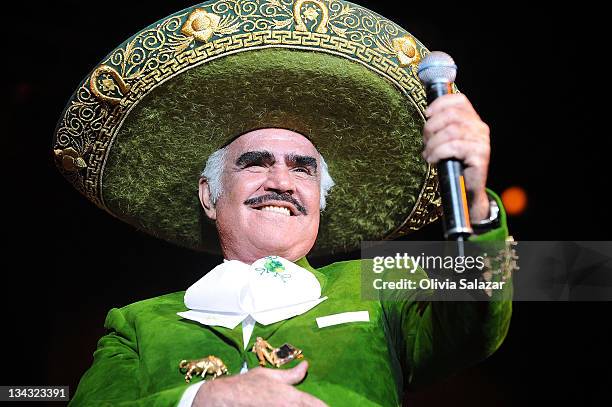 Mexican singer Vicente Fernandez performs at AmericanAirlines Arena on October 10, 2010 in Miami, Florida.