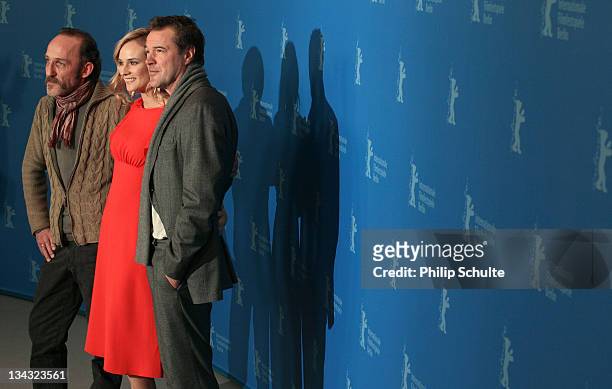 Actors Karl Markovics, Sebastian Koch and Diane Kruger attend the 'Unknown' Photocall during day nine of the 61st Berlin International Film Festival...
