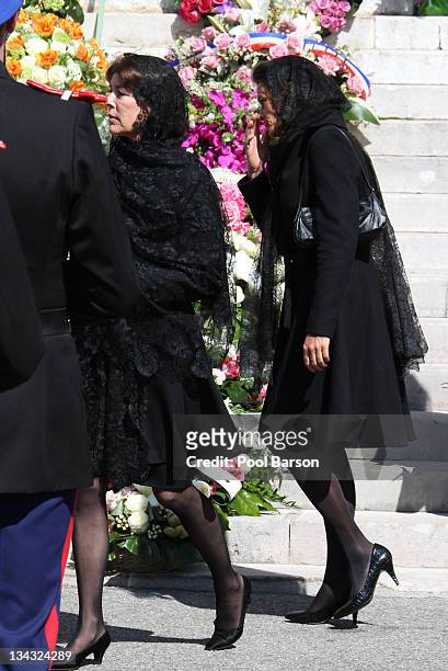 Princess Caroline of Hanover and Princess Stephanie of Monaco attend Princess Melanie-Antoinette Funeral at Cathedrale Notre-Dame-Immaculee de Monaco...