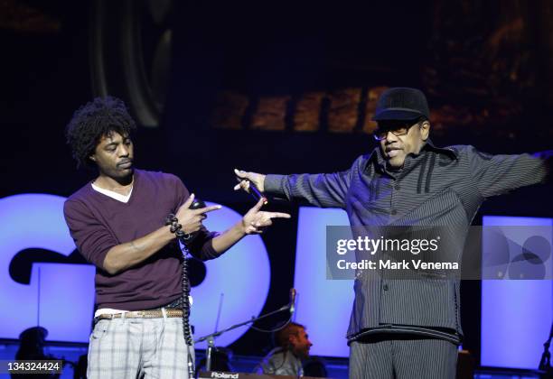 Mos Def and Bobby Womack of Gorillaz perform live at Heineken Music Hall on November 15, 2010 in Amsterdam, Netherlands.