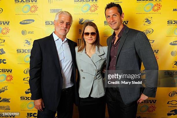Summit Entertainment Rob Friedman, director/actress Jodie Foster and President of Production/Acquisitions, Summit Entertainment Erik Feig attend the...