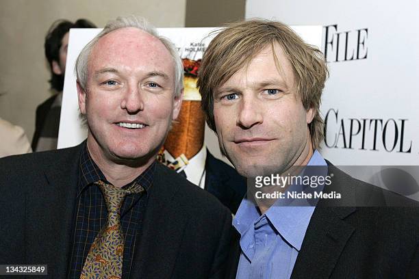 Author Christopher Buckley and Aaron Eckhart during Capitol File Magazine's Pre-Release Screening and After Party for "Thank You For Smoking" at...