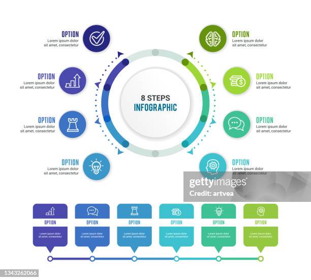 infographic elements - 8 steps stock illustrations