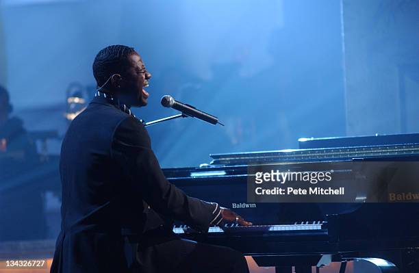 Brian McKnight performing during the BET Walk of Fame show Honoring Stevie Wonder.