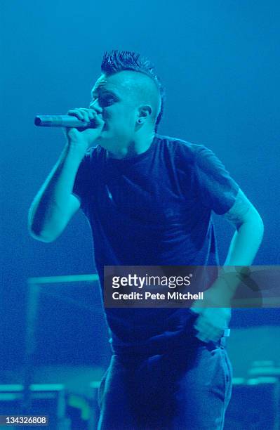 Dan Marsala of Story of the Year performs during Meteora World Tour 2004: Linkin Park, P.O.D. Hoobastank, Story of the Year at Patriot Center in...