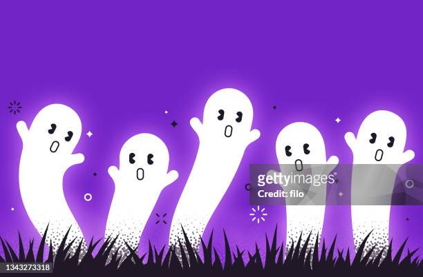 gruselige geister moderner halloween hintergrund - ghost stock-grafiken, -clipart, -cartoons und -symbole