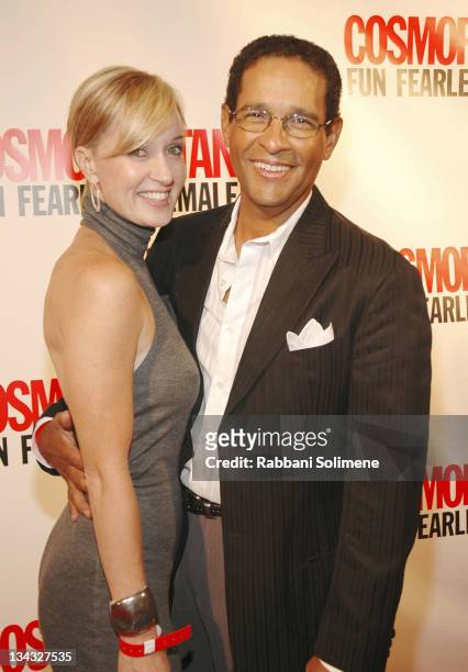 Hilary Quinlan and Bryant Gumbel during Cosmopolitan's 40th Anniversary at Skylight Studio in New York City, New York, United States.