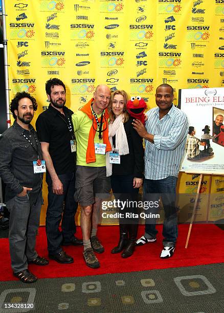 Writer Philip Shane, writer Justin Weinstein, producer James J. Miller, director Constance Marks, Elmo and puppeteer Kevin Clash attend the 2011 SXSW...