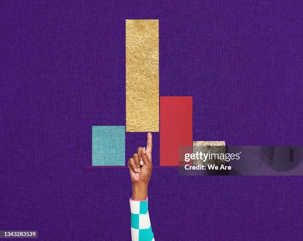 finger poking colourful shapes - people collage stock-fotos und bilder