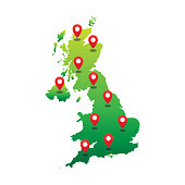 United Kingdom with pin location