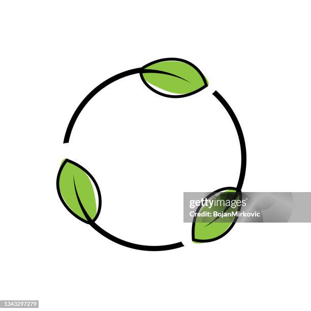 recycle symbol icon. vector - green leaf logo stock illustrations