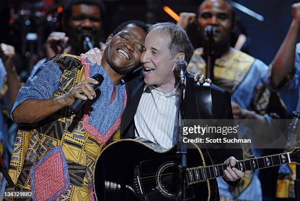 Paul Simon performs with Ladysmith Black Mambazo during The Library of Congress Gershwin Prize for Popular Song Celebrates Paul Simon at The Warner...