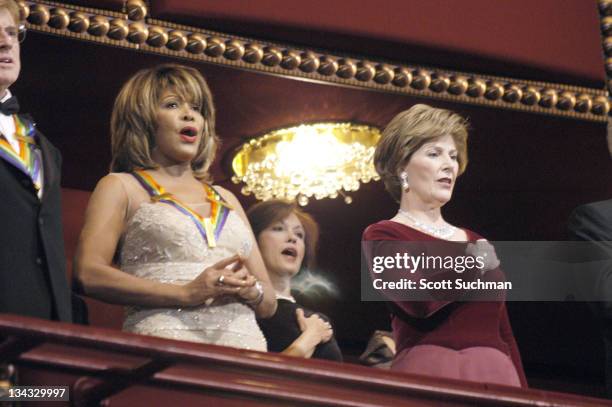 Tina Turner, honoree, and Laura Bush during 2005 Kennedy Center Honors at Kennedy Center Opera House in Washington D.C., United States.