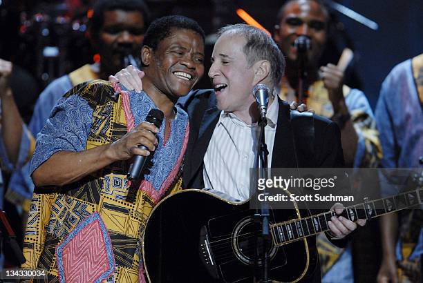 Paul Simon performs with Ladysmith Black Mambazo during The Library of Congress Gershwin Prize for Popular Song Celebrates Paul Simon at The Warner...