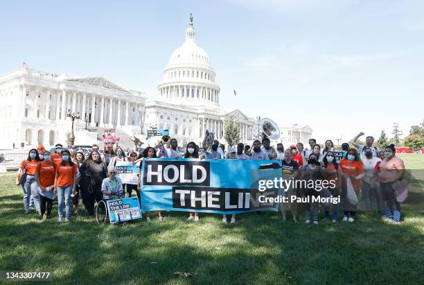 Hold the Line to Build Back Better! rally at the U.S. Capitol Building on September 27, 2021 in Washington, DC. "Hold the Line" encourages members of...