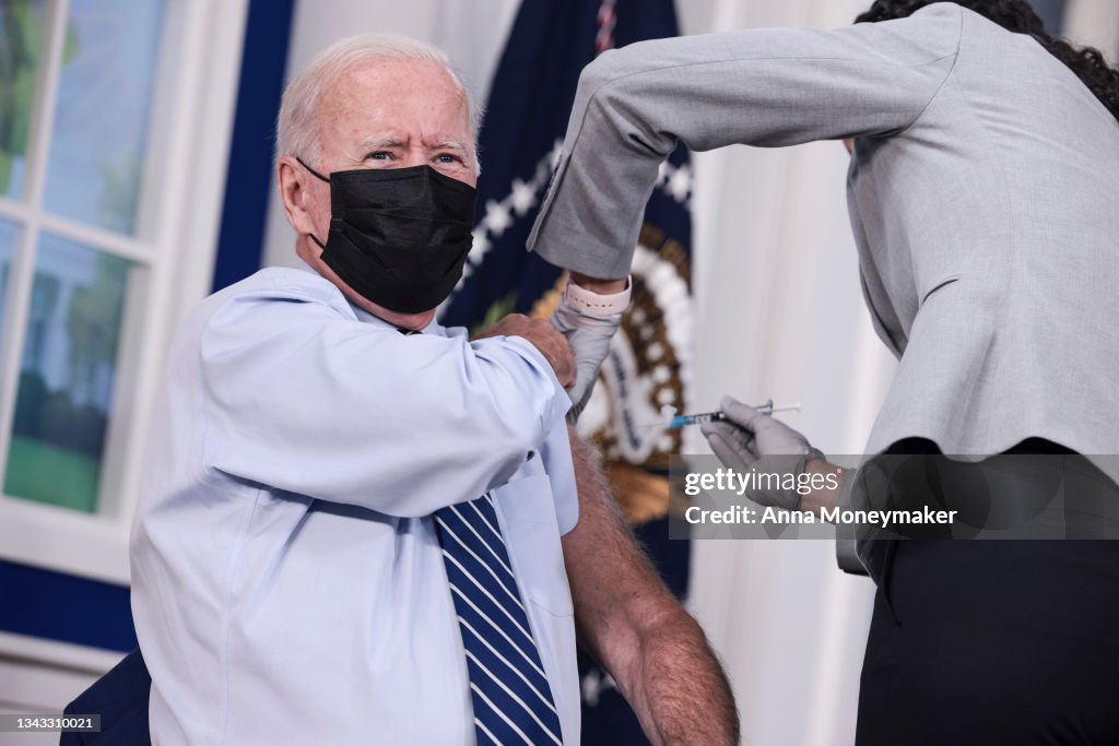 President Biden Receives Covid-19 Booster Shot At The White House