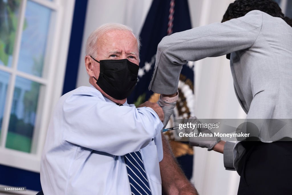 President Biden Receives Covid-19 Booster Shot At The White House