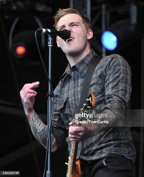 Brian Fallon of The Gaslight Anthem performs at day 3 of T in the Park on July 12, 2009 in Kinross, Scotland.