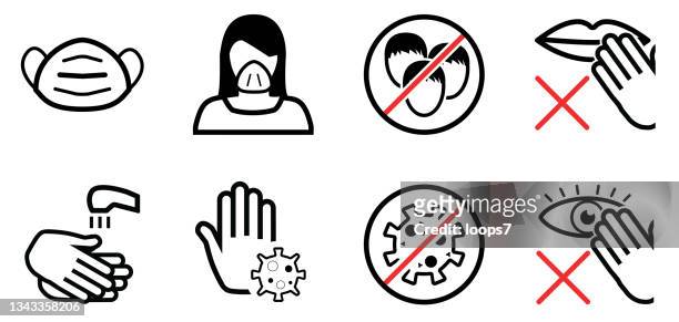 icon set - protection against viruses - touching eyes stock illustrations