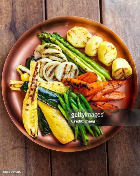 grilled vegetables - veggie grill stock pictures, royalty-free photos & images