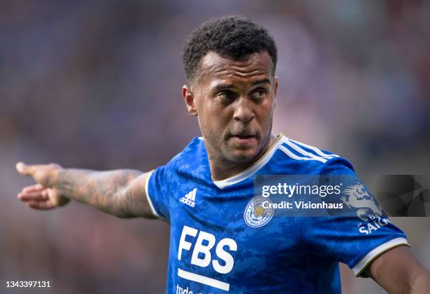 Ryan Bertrand of Leicester City during the Premier League match between Leicester City and Burnley at The King Power Stadium on September 25, 2021 in...