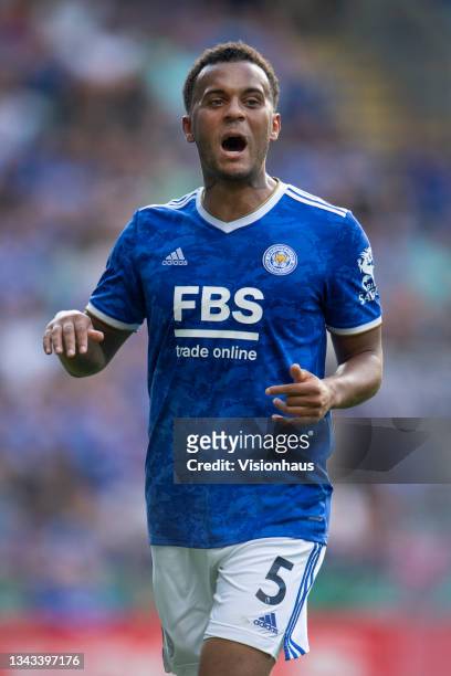 Ryan Bertrand of Leicester City during the Premier League match between Leicester City and Burnley at The King Power Stadium on September 25, 2021 in...