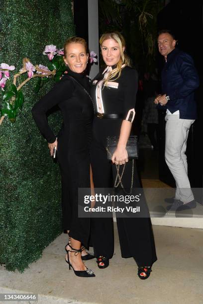 Davinia Taylor and Hofit Golan seen attending Annabel's Quiz Night at Annabel's on September 27, 2021 in London, England.