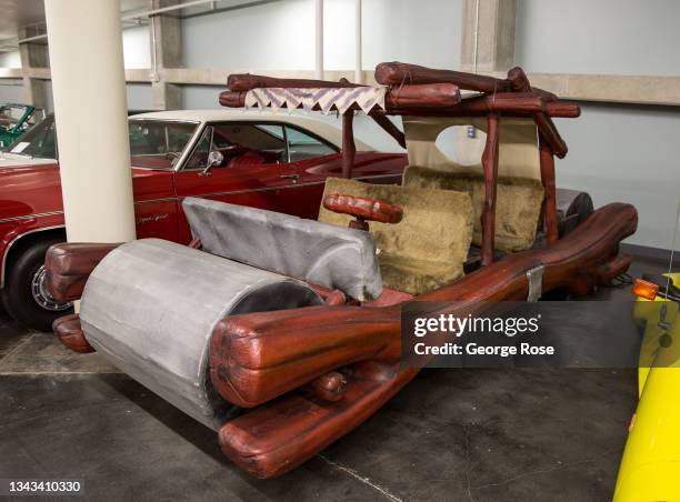 The vehicle used in the 1994 "The Flintstones" built by custom car designer George Barris is on display at the LeMay-America's Car Museum on...