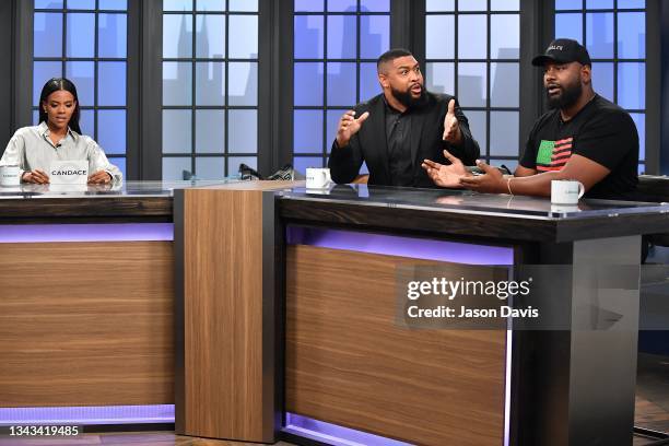 Candace Owens, Brandon Tatum, and Hawk Newsome is seen on the set of Candace on September 27, 2021 in Nashville, Tennessee. The show will air on...