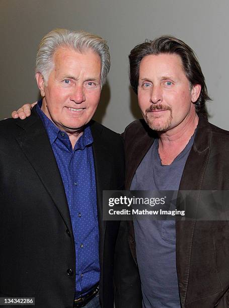 Actors Martin Sheen and Emilio Estevez attend "The Way" Screening And Reception at the Landmark Theater on November 30, 2011 in Los Angeles,...