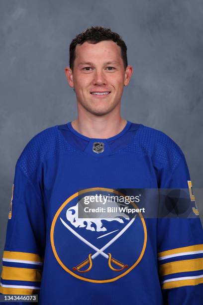Jeff Skinner of the Buffalo Sabres poses for his official headshot for the 2021-2022 season on September 22, 2021 at the KeyBank Center in Buffalo,...