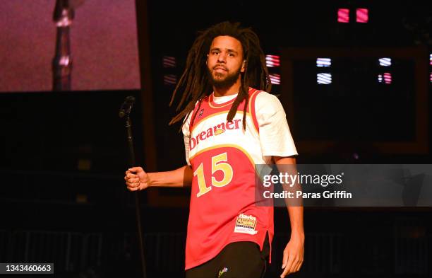 J 300 Rapper Rapper J. Cole performs onstage during his