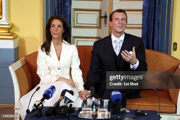 His Royal Highness Prince Joachim of Denmark announces his engagement to Miss Marie Cavallier during a press conference at the Riddersalen of the...