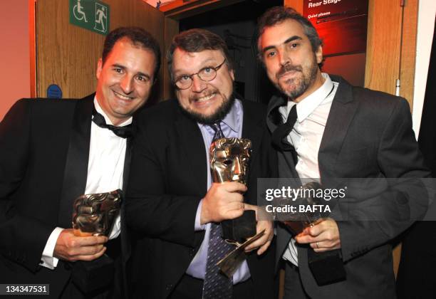 Alvaro Augustin, Guillermo Del Toro and Alfonso Cuaron winners of Best Film Not In the English Language for "Pan's Labryinth"