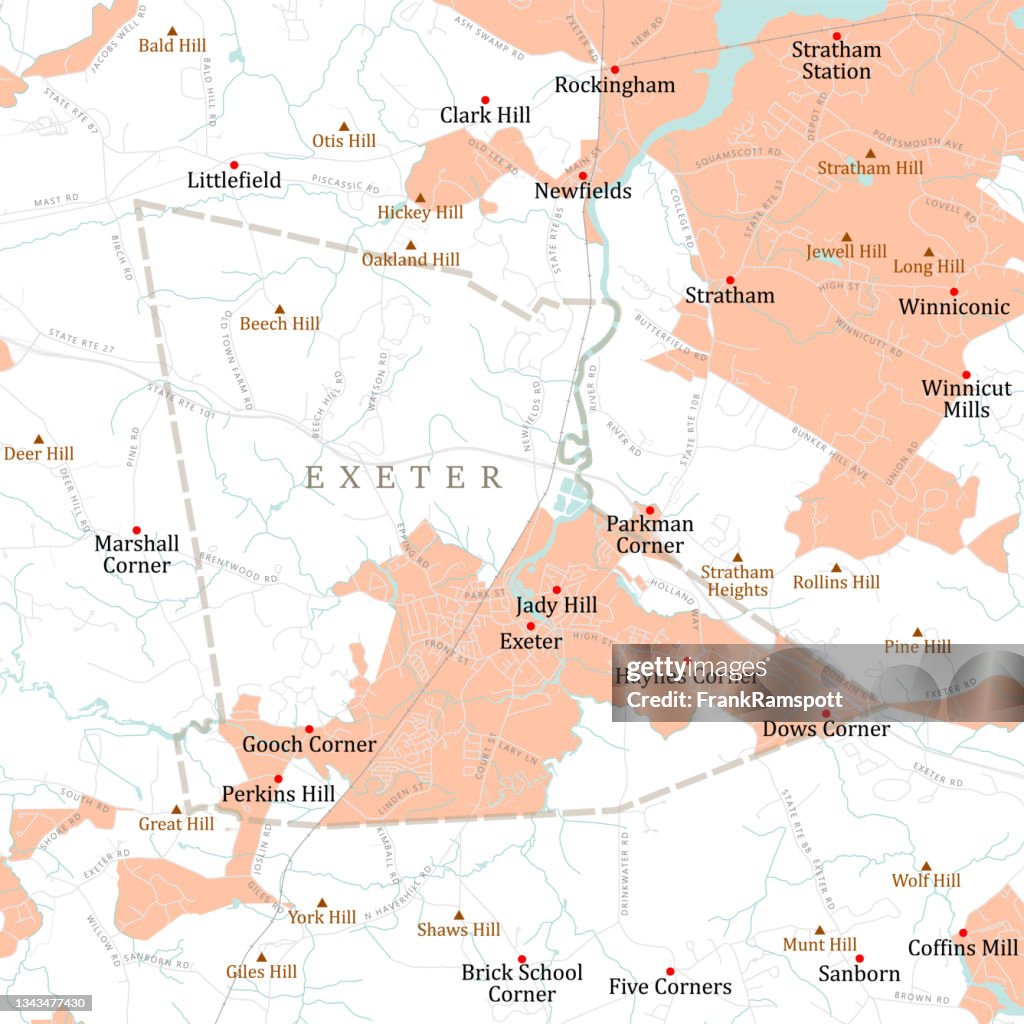 NH Rockingham Exeter Vector Road Map