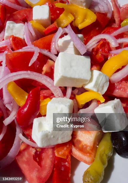 greek salad - greece, europe - feta stockfoto's en -beelden
