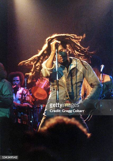 Bob Marley during Bob Marley Benefit Concert for the Sugar Ray Robinson Youth Foundation, 1979 at The Roxy Theatre in West Hollywood, California,...