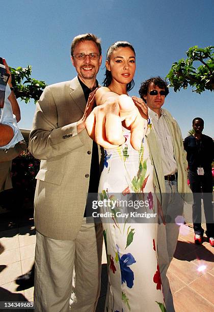 Monica Bellucci during Cannes 2002 - Finger Pointed in Cannes at Palais des Festivals in Cannes, France.