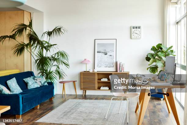 interior of modern home office - home office no people stock pictures, royalty-free photos & images
