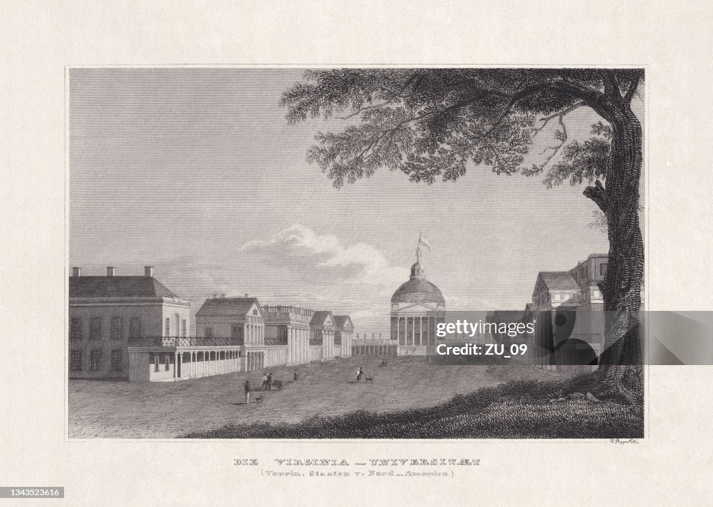 University of Virginia, Charlottesville, USA, steel engraving, published ca. 1837
