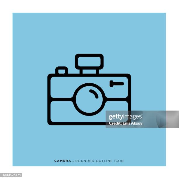 camera rounded line icon - camera aperture stock illustrations
