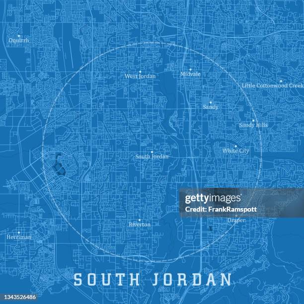 South Jordan Ut City Vector Road Map Blue Text High-Res Vector Graphic