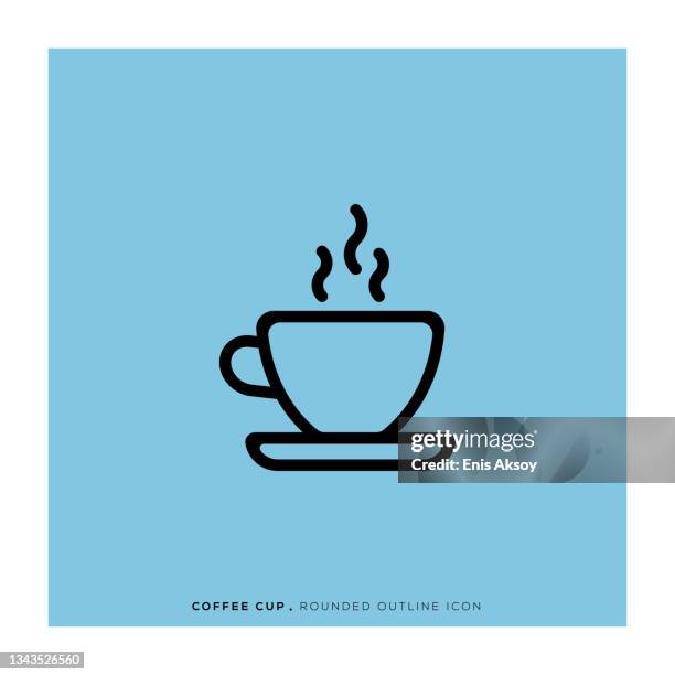 stockillustraties, clipart, cartoons en iconen met coffee cup rounded line icon - koffiekop