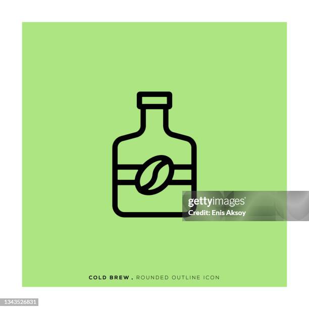 cold brew coffee rounded line icon - cold brew stock illustrations
