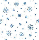 Different Winter Snowflake Seamless Pattern Background. Vector